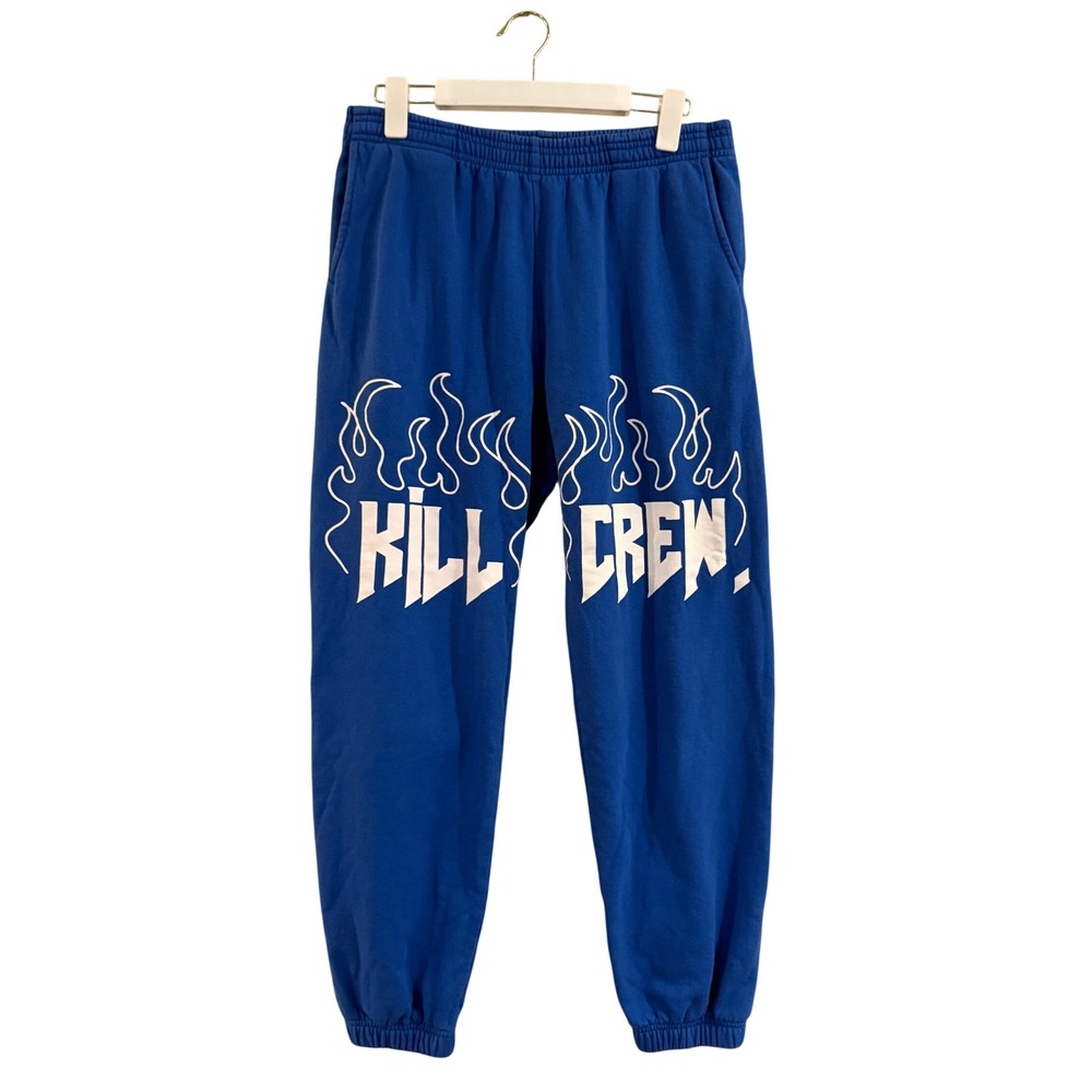 Kill Crew Sweatpants Women Large Blue Flame Graphic Gym Activewear Streetwear
